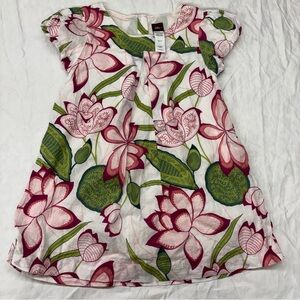 Tea Collection Pink Green Floral Botanical Hi-Low‎ Dress Size 4T VGUC Lined